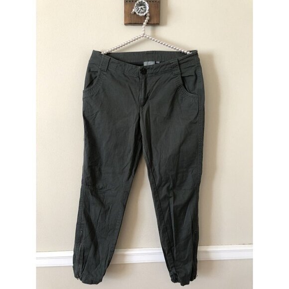 Athleta Pants - Athleta Womens Size 6 Green Jogger Pants Cotton Blend Zipper Hem